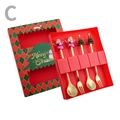 4-piece golden Christmas cutlery set with Santa and tree charms in a gift box - Color Box 4-Piece Set C