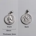 Detail showing 18mm Roman coin pendant with Queen portrait and St. George engraving - St. George Dragon 1901 Coin (P00017S)