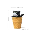 Figurine chat cornet de glace miniature, chat en résine de 3,5 cm pour bureau - Ornement de Figurine / Chat Noir de Crème Glacée