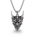 Pendente maschera hannya gotica argentata in acciaio inossidabile per uomini - Pendaglio Maschera Hannya (KP97632)