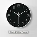 Orologio da parete rotondo silenzioso da 20cm con quadrante nero e cornice bianca stile - Quadrante Nero Cornice Bianca