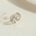 Silberner mehrlagiger offener Ring mit funkelnden Zirkonsteinen im Vintage Minimal-Stil - Weißgold Hohl Stil (JZ0402)