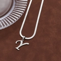 Silver snake chain necklace with a letter Y pendant crafted in polished stainless steel - Letter Y