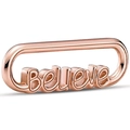 Rose gold connector charm with Believe lettering for DIY jewelry bracelets - LJQ24-Believe Alphabet Charm-Rose Gold
