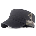 Vintage Militärmütze aus Baumwolle für Herren mit schwarzem Camouflage-Patchwork-Design - Verstellbar / Schwarz
