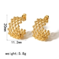 Details zu den Abmessungen der geometrischen C-förmigen Ohrringe mit 18K Gold - Durchbrochenes Netzwebart-Stil (TE6503)