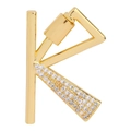 Golden letter K pendant with cubic zirconia inlay for DIY jewelry necklaces - Letter K