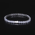 Silver finish tennis bracelet with single row of cubic zirconia and spring clasp - 5mm - 9 Inch (22.86cm) / Platinum