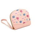 Rosa PU-Leder Geldbörse mit süßem Bären- und Blumendruck und einer Handschlaufe - Rosa