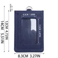 Detailed size specifications for navy canvas ID holder with transparent PVC window - Navy Blue