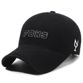 Gorra de béisbol vintage negra de algodón con bordado FBXS y bordes desgastados retro - Ajustable / Negro