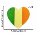 Heart shaped Irish flag embroidery patch for clothing with white stitched borders - Style 9 (Striped Heart)