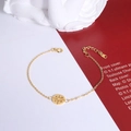 Elegant 18k gold plated stainless steel bracelet with a hollow round Chinese Fu character - Gold Bracelet - Jewelry Buckle (15+3cm)