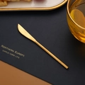 Elegant gold stainless steel butter knife with a brushed finish and long slender handle - Dinner Knife / 150mm / Gold
