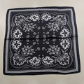 Black and white paisley pattern square bandana featuring vintage street style design - New Cashew Black Square Scarf / 65