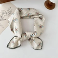 Pastoral floral cotton linen scarf in cream white with vintage green lace trim edges - Apricot Flower Cluster