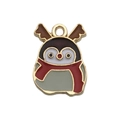 Ciondolo a forma di pinguino natalizio in lega con sciarpa rossa per gioielli fai-da-te - Stile Pinguino (14188) / 1 Pezzo/Confezione (14x18mm) / Nero e Grigio