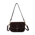 Bolso silla marrón chocolate retro en ante mate con cierre de metal y doble correa - Marrón
