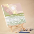 DIY sunset ocean paint by numbers kit with canvas, wooden easel, 12 colors and 2 brushes - AVN96 Sunset Seascape