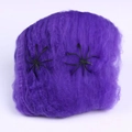 Halloween decorative purple spider web with two small black plastic spiders - Spider Web And Spiders (Large) / Purple