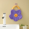Purple flower-shaped microfiber hand towel with yellow cat hook for bathroom decor - Purple - Auspicious Embroidery