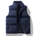 Men's navy blue quilted puffer vest with stand collar and zipper for autumn winter - M / Dark Blue