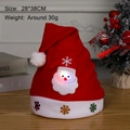 Red LED Christmas hat with 3D Santa cartoon figure and shiny sequins decor - Adult LED Cartoon Santa Style