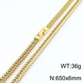 6mm gold stainless steel Franco chain necklace with secure fold-over clasp, 650mm length - Gold Style (KN234308-KFC)