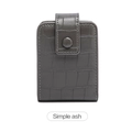 Mini PU leather lipstick case with mirror in dark grey crocodile pattern - Gray