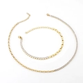Conjunto de joyas de acero inoxidable oro 18K con collar de tenis y pulsera de eslabones - Juego