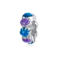 Sterling silver shell charm with blue-purple enamel gradient and sparkling glitter finish - BSC431 / Shell (Blue/Purple)