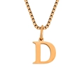 Minimalist gold tone box chain necklace with a polished uppercase D letter pendant - Letter D-Rose Gold