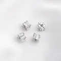 14K gold plated square cubic zirconia spacer beads with silver prong setting for DIY jewelry - Style 2 / 7x5mm / White Gold