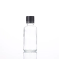 50ml; Black-lined Cap + Inner Stopper + Clear Bottle; Glass