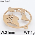 Minimalist 21mm rose gold hollow world map pendant made of durable stainless steel - 21mm / Rose Gold (KLJ4324-Z)