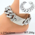 Chunky 32mm silver stainless steel Cuban link chain bracelet with a wide box clasp - Steel Color Polished (KJ3793-KJX)
