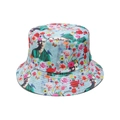 Detail of artistic Frida Kahlo print on blue reversible sun bucket hat canvas fabric - M (56-58cm) / Blue Artistic Portrait Floral