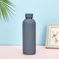 Matte grey stainless steel vacuum flask with sleek minimalist design and metal accent - Moonlight Grey