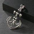 Gothic Anker-Totenkopf-Anhänger aus Edelstahl im Vintage-Silber-Look für Punk-Rocker - Mehrere Kleine Totenkopf Anker (KP36838-D)