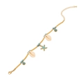 Golden ocean theme bracelet with turquoise beads, starfish and conch charms on white background - 1# Starfish