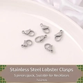 Five pack of 7x12mm stainless steel lobster clasps for necklace making in silver finish - Stainless Steel Lobster Clasp 7x12mm 5pcs (For Necklace)