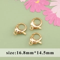 Three 18k gold-plated lobster clasps with 16.8mm*14.5mm size specs for DIY jewelry - M82404 Gold Lobster Clasp