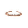 Pale pink frosted headband with braided texture and inner teeth for secure grip - 172 Braid Style / Khaki