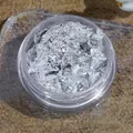 02 Flocons de feuilles d'argent pour nail art et décoration DIY en flacon rond - Petite Feuille D'argent