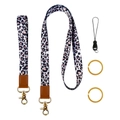 Verdicktes Polyester-Lanyard-Set mit Leopardenmuster und goldenen Schlüsselringen - Heller Leopard