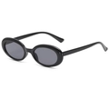 Ovale Vintage-Sonnenbrille mit glänzend schwarzen Rahmen und rauchgrauen Gläsern für Damen - Schwarzer Rahmen Graue Gläser
