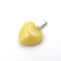 Cream natural stone heart pendant with polished finish and silver metal clasp - Topaz