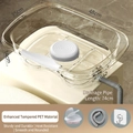 Lavatesta portatile in PET per letto con tubo di scarico da 74 cm e poggiatesta - Lavabo in PET Trasparente + Gancio + Poggiatesta + Cuscinetto Per il Collo + Spazzola Per Shampoo
