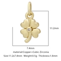 Detailed view of a gold clover pendant with cubic zirconia and size 11.2x7.4mm dimensions - White Zirconia Style 4 / Gold