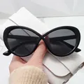 Occhiali da sole da donna neri a gatto con lenti grigio scuro e custodia in pelle bianca - Montatura Nera Lenti Grigie
